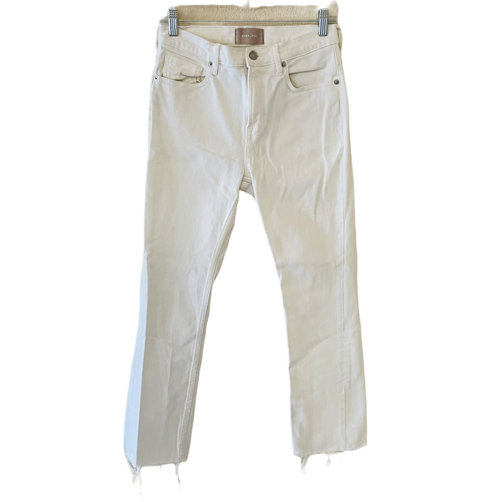 Everlane Crop Kick Flare Raw Hem Jeans White 27 - Picture 2 of 10
